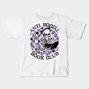 "Antisocial Book Club" Skeleton Reading Kids T-Shirt